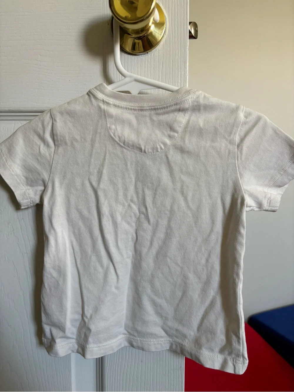 Ralph Lauren White Toddler Tee with Embroidered Flag